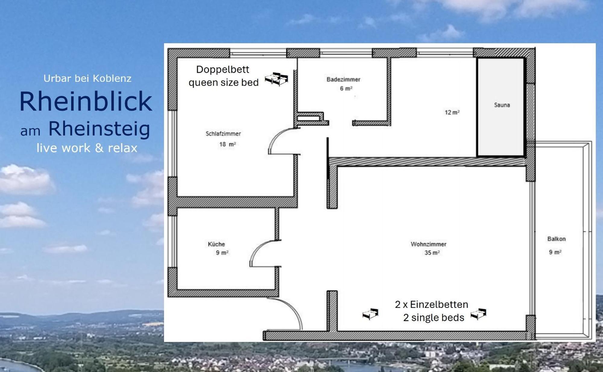 Rheinblick Am Rheinsteig Zur Festung Ehrenbreitstein Mit Balkon Und Sauna Urbar  المظهر الخارجي الصورة